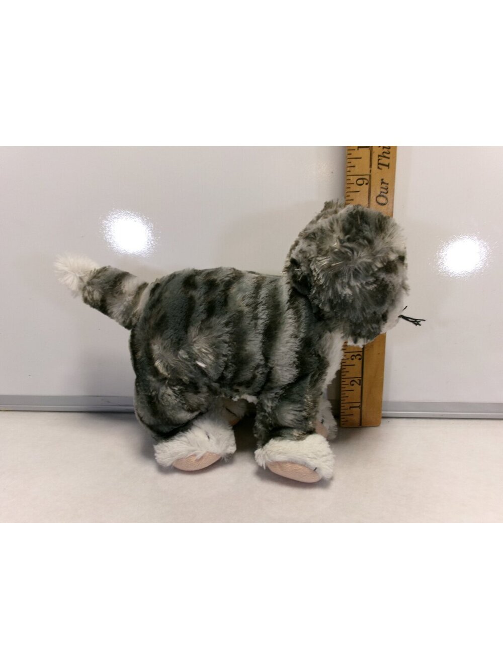 Gray Tabby Cat Plush Realistic Striped Kitten Stuffed Animal